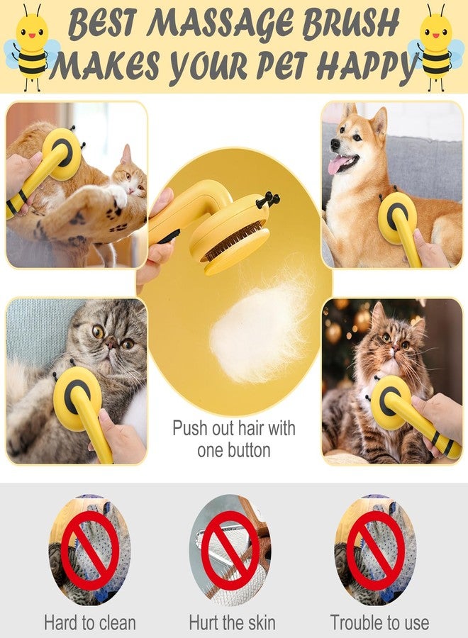 Qpets فرشاة كيو بيتس® للعناية بالحيوانات الأليفة من الكلاب والقطط، فرشاة ناعمة بتصميم نحلة العسل، فرشاة لإزالة التشابك والتساقط من شعر القطط والكلاب، مشط تدليك لطيف للشعر للكلاب، مشط للعناية بالحيوانات الأليفة من الكلاب - Image 4